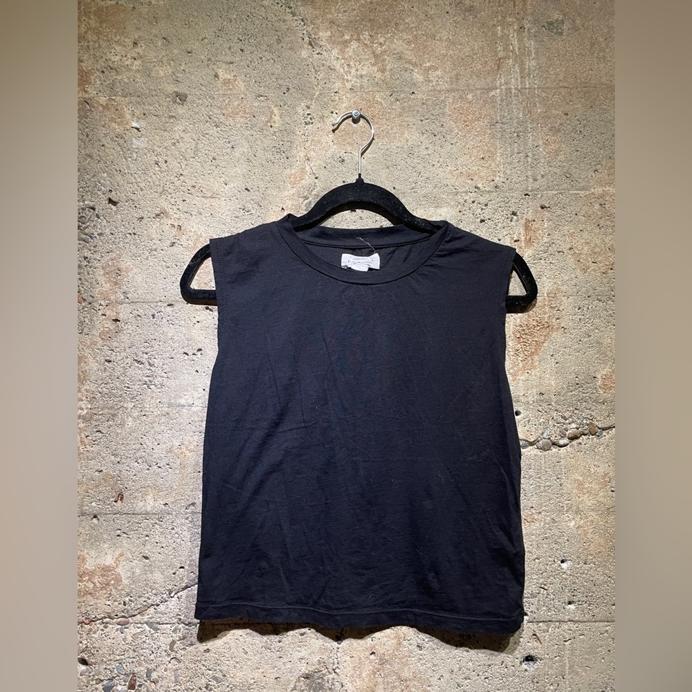 VELVET Cropped Fitted Black Sleeveless Top Tank